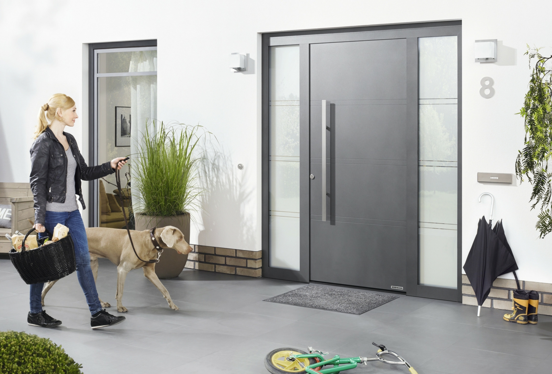 Hausansicht mit Aluminium-Haustür